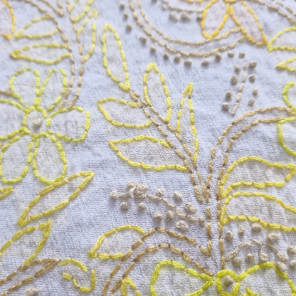 albaas | Shadow Chikankari on Khadi Net Shirt's Front and Sleeves with Dupatta Sprayed with Motifs - Unstitched 2PC Suit   | AKNSSD-36550-G-WHITE