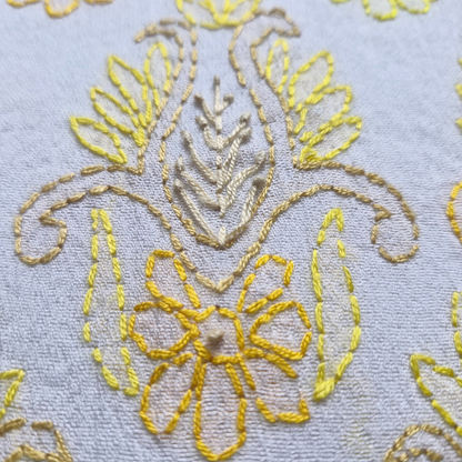 albaas | Shadow Chikankari on Khadi Net Shirt's Front and Sleeves with Dupatta Sprayed with Motifs - Unstitched 2PC Suit   | AKNSSD-36550-G-WHITE