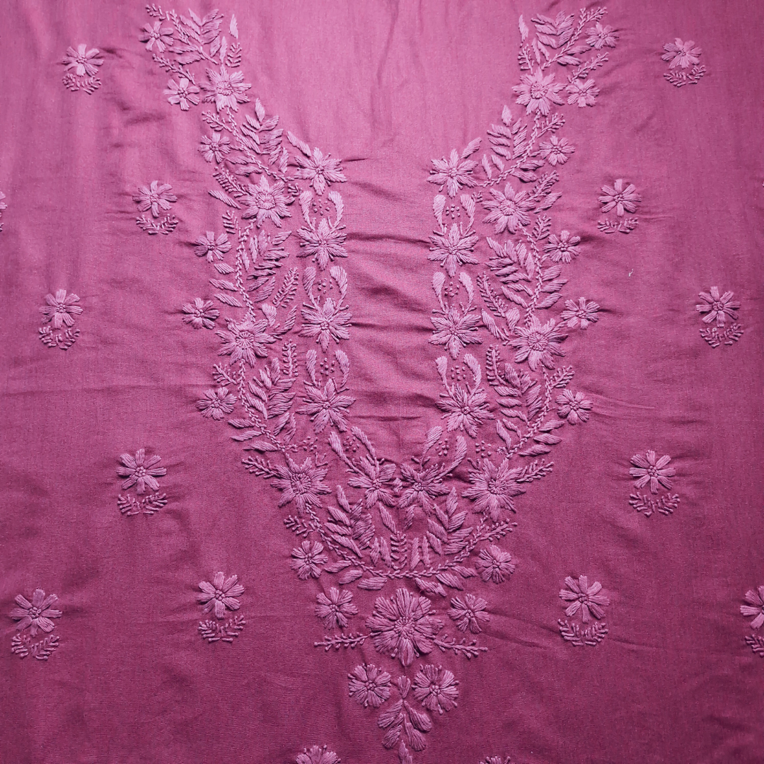 albaas | Lucknavi Chikankari on Karandi Lawn Shirt's Front and Sleeves with Dupatta Sprayed with Motifs - Unstitched 2PC Suit   | AKLCSD-36703-PURPLE