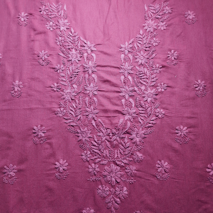 albaas | Lucknavi Chikankari on Karandi Lawn Shirt's Front and Sleeves with Dupatta Sprayed with Motifs - Unstitched 2PC Suit   | AKLCSD-36703-PURPLE