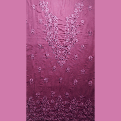 albaas | Lucknavi Chikankari on Karandi Lawn Shirt's Front and Sleeves with Dupatta Sprayed with Motifs - Unstitched 2PC Suit   | AKLCSD-36703-PURPLE