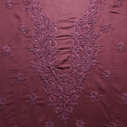 albaas | Lucknavi Chikankari on Karandi Lawn Shirt's Front and Sleeves with Dupatta Sprayed with Motifs - Unstitched 2PC Suit   | AKTASD-36703-RED OXIDE