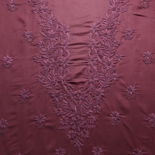 albaas | Lucknavi Chikankari on Karandi Lawn Shirt's Front and Sleeves with Dupatta Sprayed with Motifs - Unstitched 2PC Suit   | AKTASD-36703-RED OXIDE