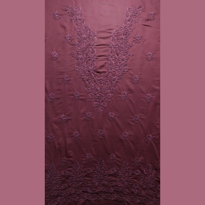 albaas | Lucknavi Chikankari on Karandi Lawn Shirt's Front and Sleeves with Dupatta Sprayed with Motifs - Unstitched 2PC Suit   | AKTASD-36703-RED OXIDE