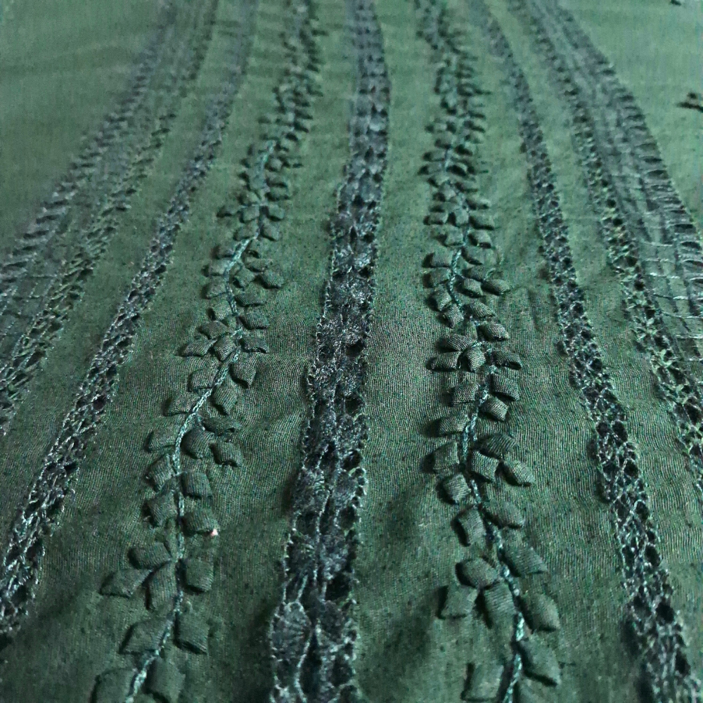 albaas | Tarkashi  Applique on Karandi Shirt's Front and Sleeves with Matching Plain Trousers - Unstitched 2PC Suit   | AKTAST-36531-FENCE GREEN