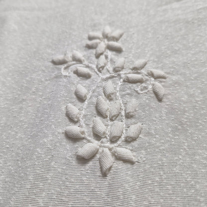 albaas | Tarkashi Applique on Karandi Shirt's Front and Sleeves with Matching Plain Trousers - Unstitched 2PC Suit   | AKTAST-36536 -WHITE