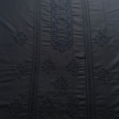 albaas | Tarkashi  Applique on Karandi Shirt's Front and Sleeves with Matching Plain Trousers - Unstitched 2PC Suit   | AKTAST-36537 -BLACK