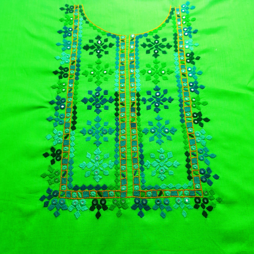 albaas | Balochi Hand Embroidery on Lawn Shirt's Front and Sleeves Unstitched 1PC   | ALBS1-PARROT GREEN