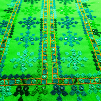 albaas | Balochi Hand Embroidery on Lawn Shirt's Front and Sleeves Unstitched 1PC   | ALBS1-PARROT GREEN