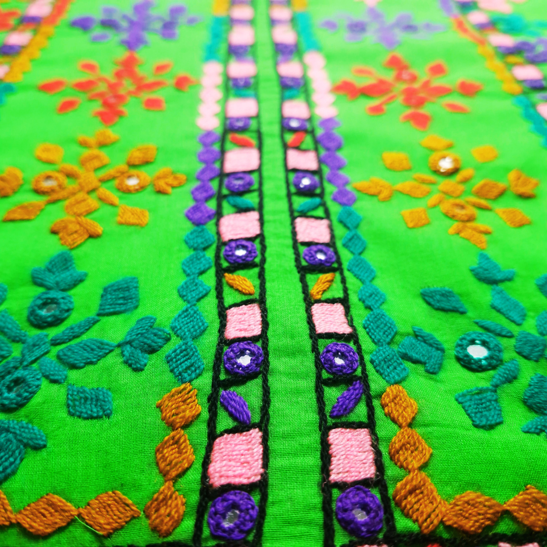 albaas | Balochi Hand Embroidery on Lawn Shirt's Front and Sleeves Unstitched 1PC   | ALBS2-PARROT GREEN