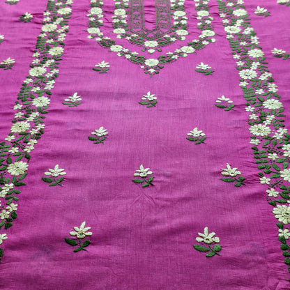 albaas | Filling Stitch on Cotton Lawn Shirt's Front Back and Sleeves Unstitched 1PC   | ALFSIS-MAGENTA