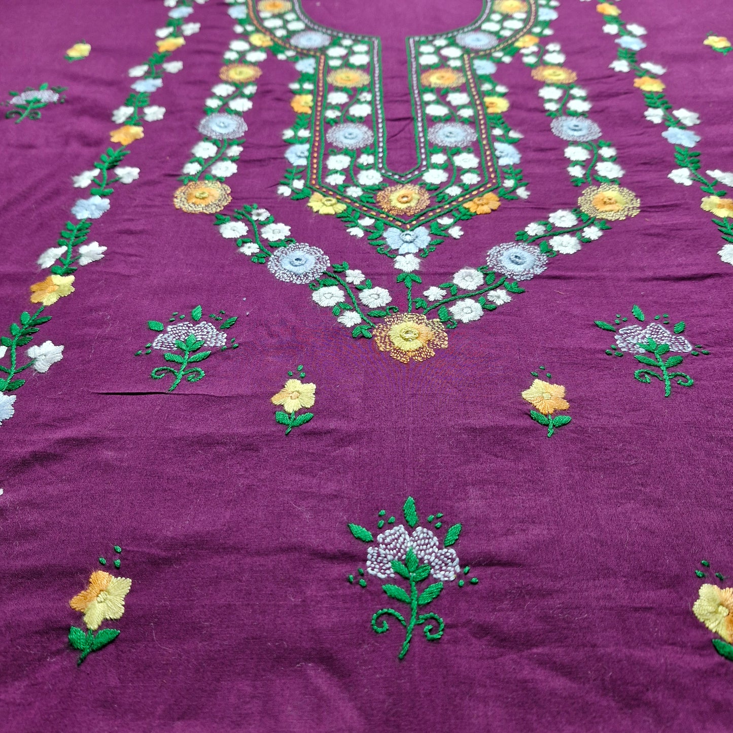 albaas | Filling Stitch on Cotton Lawn Shirt's Front Back and Sleeves Unstitched 1PC   | ALFSIS-PURPLE