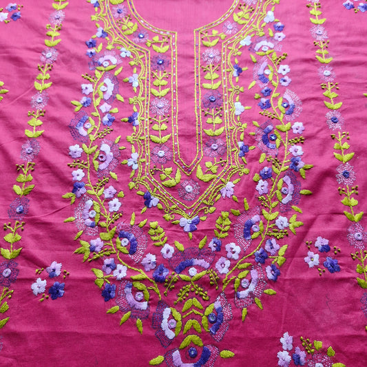 albaas | Filling Stitch on Cotton Lawn Shirt's Front Back and Sleeves Unstitched 1PC   | ALFSIS-RED