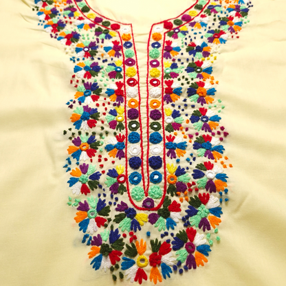 albaas | Thread Mirror Work on Cotton Lawn Shirt Unstitched 1PC   | ALFSMS-36704-BABY YELLOW