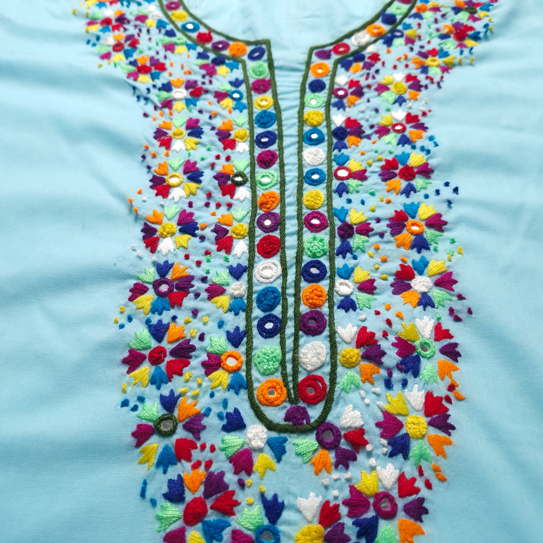 albaas | Thread Mirror Work on Cotton Lawn Shirt Unstitched 1PC   | ALFSMS-36704-ELECTRIC BLUE