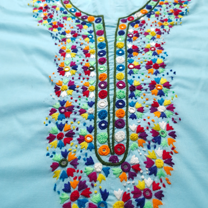 albaas | Thread Mirror Work on Cotton Lawn Shirt Unstitched 1PC   | ALFSMS-36704-ELECTRIC BLUE