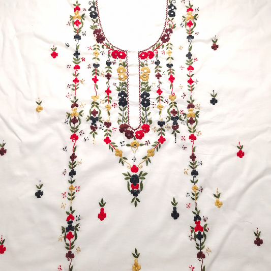 albaas | Thread Mirror Work on Lawn Shirt and Sleeves Unstitched 1PC   | ALFSMS-36705-WHITE