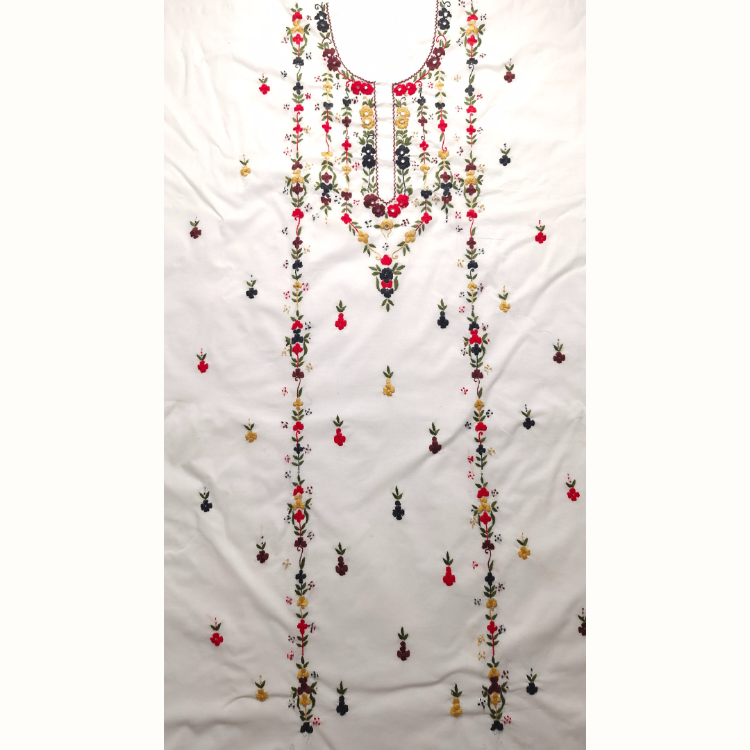 albaas | Thread Mirror Work on Lawn Shirt and Sleeves Unstitched 1PC   | ALFSMS-36705-WHITE