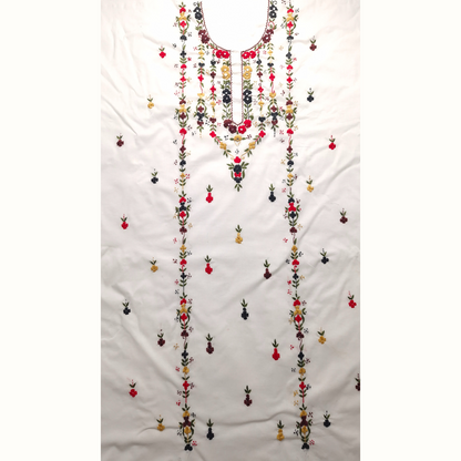 albaas | Thread Mirror Work on Lawn Shirt and Sleeves Unstitched 1PC   | ALFSMS-36705-WHITE