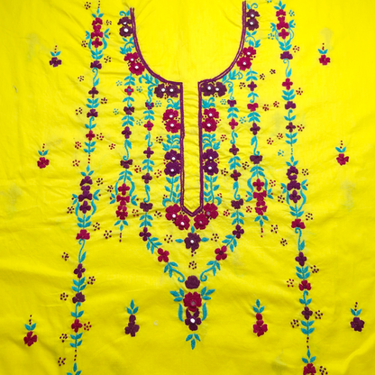 albaas | Thread Mirror Work on Lawn Shirt and Sleeves Unstitched 1PC   | ALFSMS-36705-YELLOW