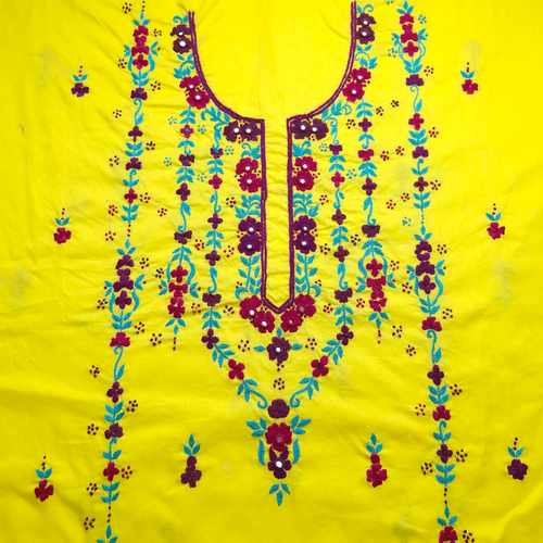 albaas | Thread Mirror Work on Lawn Shirt and Sleeves Unstitched 1PC   | ALFSMS-36705-YELLOW