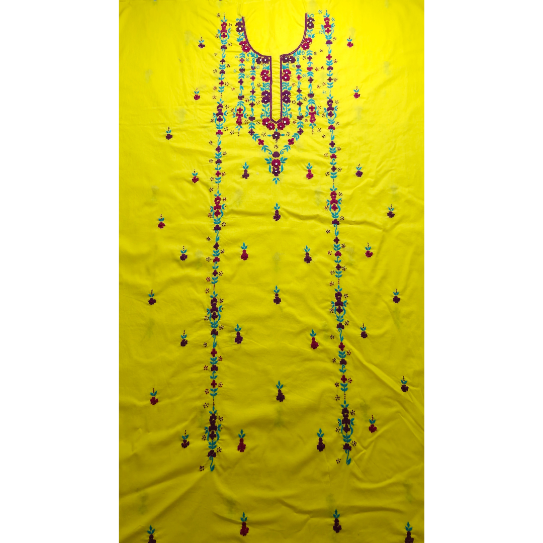 albaas | Thread Mirror Work on Lawn Shirt and Sleeves Unstitched 1PC   | ALFSMS-36705-YELLOW