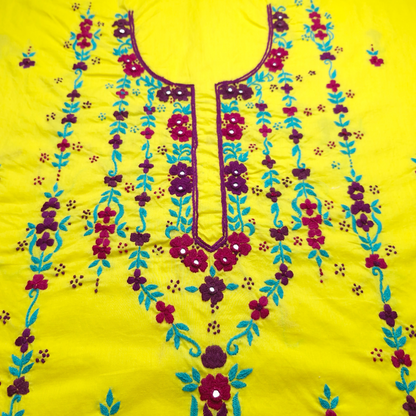 albaas | Thread Mirror Work on Lawn Shirt and Sleeves Unstitched 1PC   | ALFSMS-36705-YELLOW