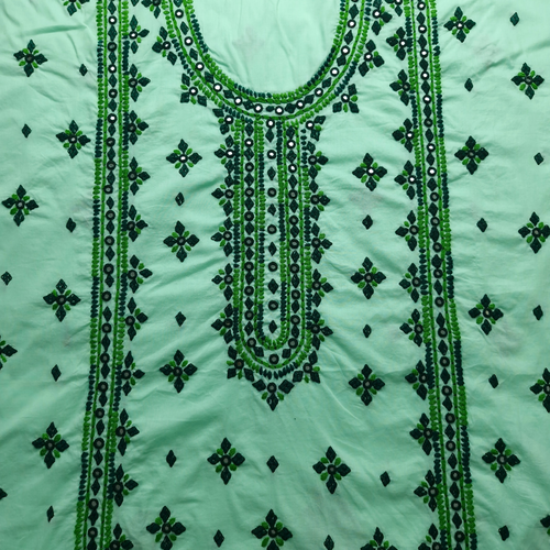 albaas | Thread Mirror Work Balochi Style on Lawn Shirt's Front,Back and Sleeves Unstitched   | ALFSMS-MR-1-MINT GREEN