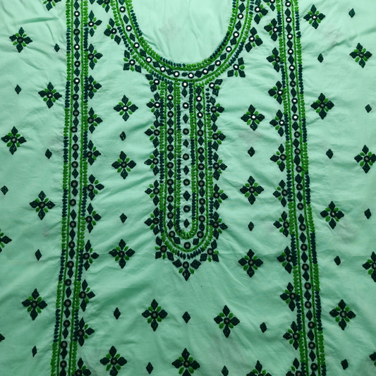 albaas | Thread Mirror Work Balochi Style on Lawn Shirt's Front,Back and Sleeves Unstitched   | ALFSMS-MR-1-MINT GREEN