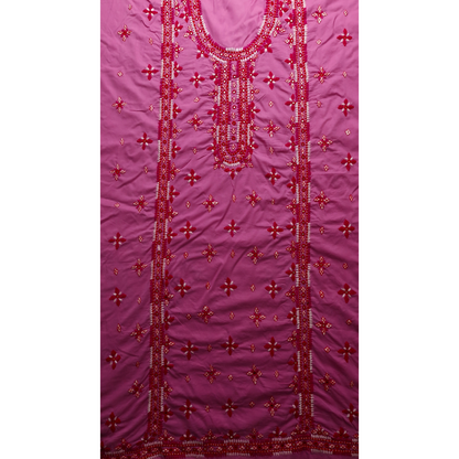 albaas | Thread Mirror Work Balochi Style on Lawn Shirt's Front,Back and Sleeves Unstitched   | ALFSMS-MR-1-TEA PINK