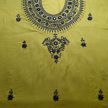 albaas | Minimal Hand Embroidery on Lawn Shirt's Front and Sleeves Unstitched 1PC   | ALFSMS-N1-BLACK-O-MUSTARD