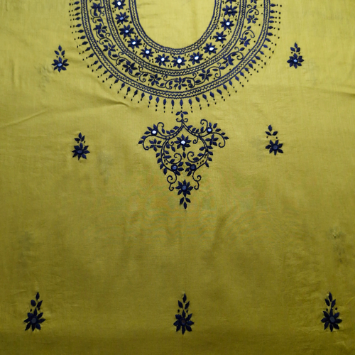 albaas | Minimal Hand Embroidery on Lawn Shirt's Front and Sleeves Unstitched 1PC   | ALFSMS-N1-BLACK-O-MUSTARD