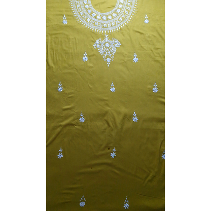 albaas | Minimal Hand Embroidery on Lawn Shirt's Front and Sleeves Unstitched 1PC   | ALFSMS-N1-WHITE-O-MUSTARD