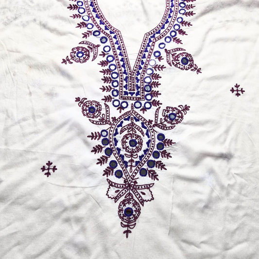 albaas | Minimal Hand Embroidery on Lawn Shirt's Front and Sleeves Unstitched 1PC   | ALFSMS-N2-BLUE-O-WHITE