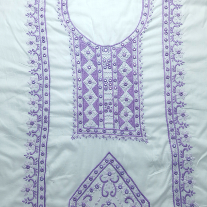 albaas | Filling Stitch with Mirror/Bullion Knots on Lawn Shirt's Front and Sleeves Unstitched | ALFSMS-S3-WHITE