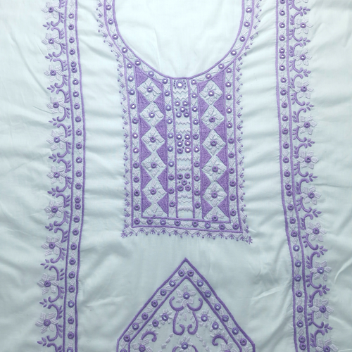 albaas | Filling Stitch with Mirror/Bullion Knots on Lawn Shirt's Front and Sleeves Unstitched | ALFSMS-S3-WHITE
