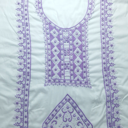albaas | Filling Stitch with Mirror/Bullion Knots on Lawn Shirt's Front and Sleeves Unstitched | ALFSMS-S3-WHITE