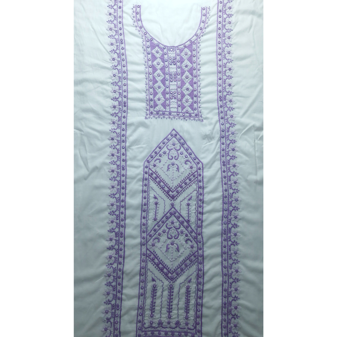 albaas | Filling Stitch with Mirror/Bullion Knots on Lawn Shirt's Front and Sleeves Unstitched | ALFSMS-S3-WHITE
