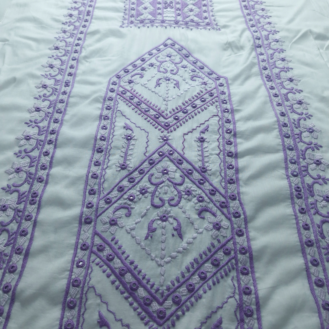 albaas | Filling Stitch with Mirror/Bullion Knots on Lawn Shirt's Front and Sleeves Unstitched | ALFSMS-S3-WHITE