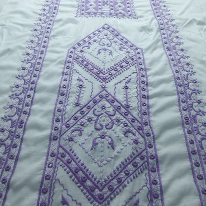 albaas | Filling Stitch with Mirror/Bullion Knots on Lawn Shirt's Front and Sleeves Unstitched | ALFSMS-S3-WHITE