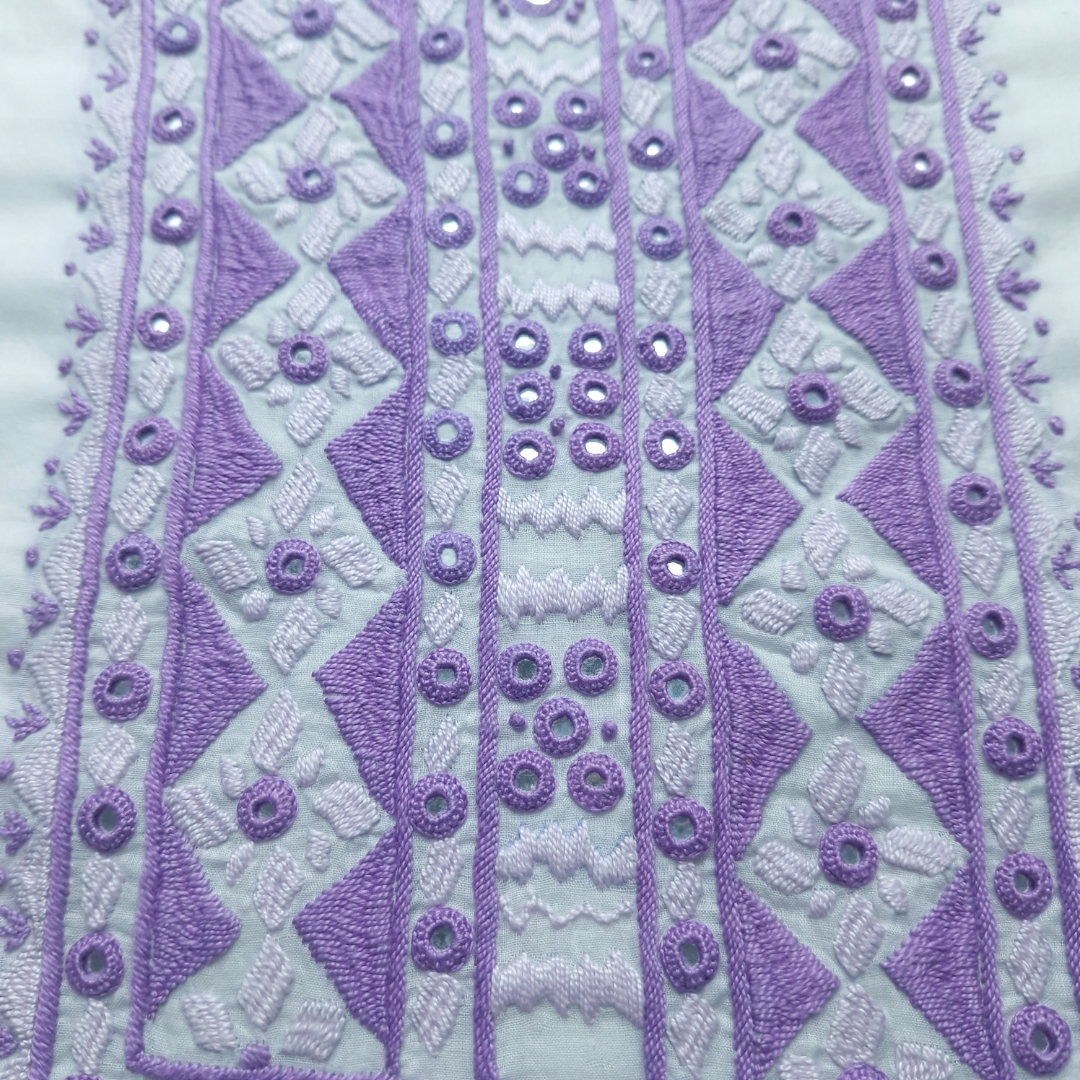 albaas | Filling Stitch with Mirror/Bullion Knots on Lawn Shirt's Front and Sleeves Unstitched | ALFSMS-S3-WHITE