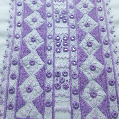 albaas | Filling Stitch with Mirror/Bullion Knots on Lawn Shirt's Front and Sleeves Unstitched | ALFSMS-S3-WHITE