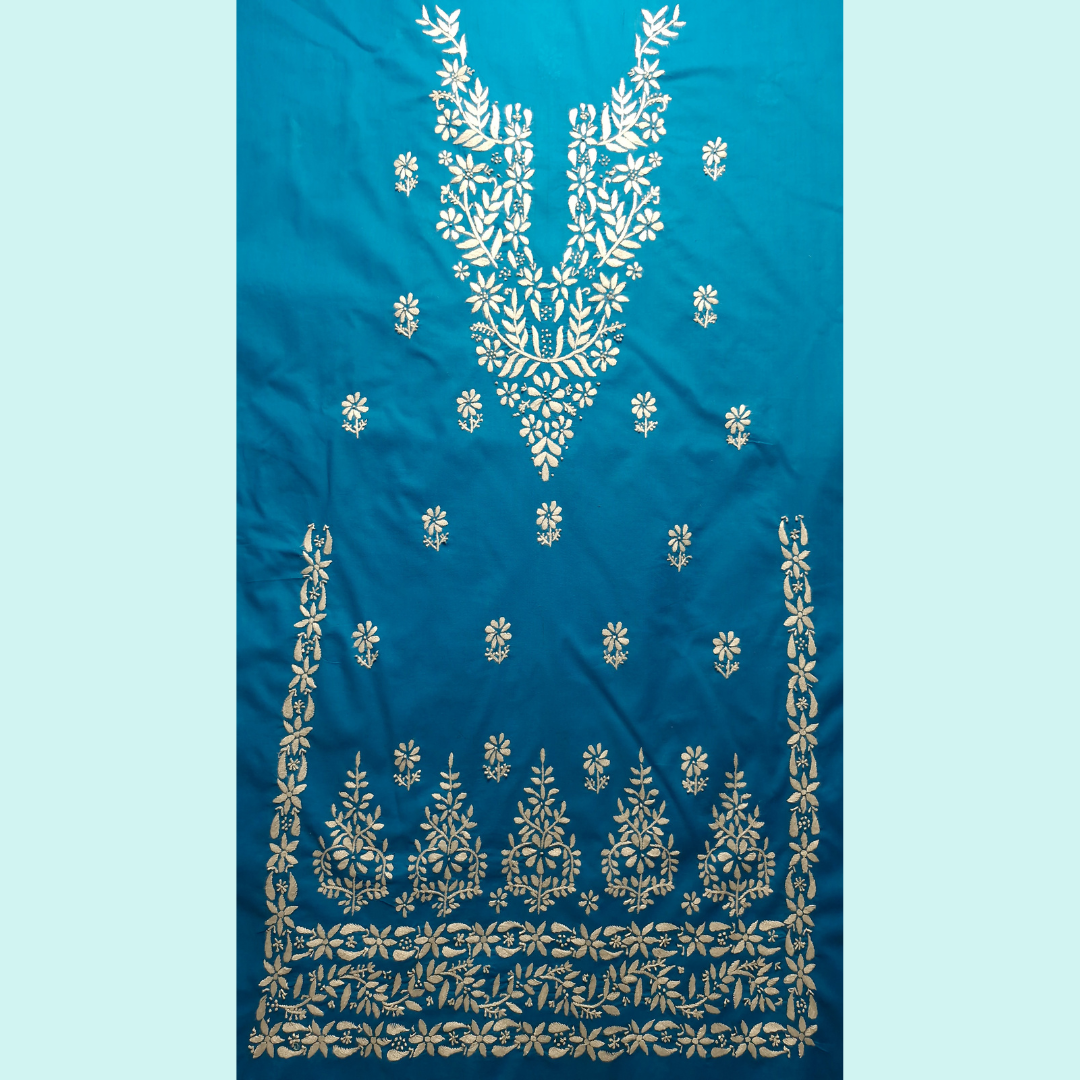 albaas | Thread Mirror Work on Cotton Lawn Shirt Unstitched 1PC   | ALFSS-36701-ELECTRON BLUE