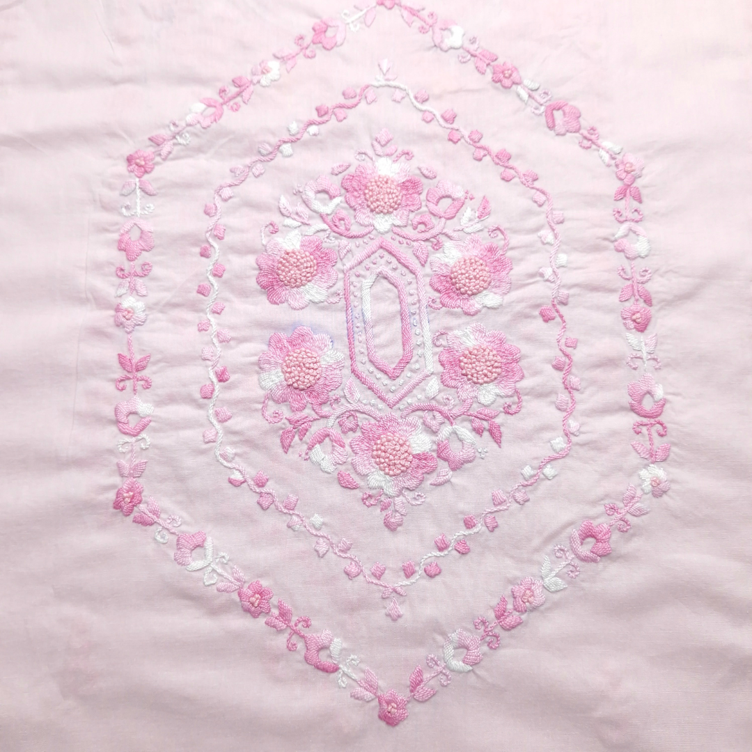 albaas | Filling Stitch with Bullion Knots on Lawn Shirt's Front and Sleeves with Matching Plain Trousers - Unstitched 2PC Suit   | ALFSST-S1-BABY PINK