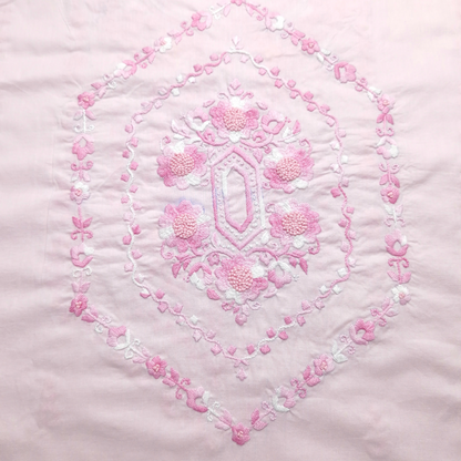 albaas | Filling Stitch with Bullion Knots on Lawn Shirt's Front and Sleeves with Matching Plain Trousers - Unstitched 2PC Suit   | ALFSST-S1-BABY PINK