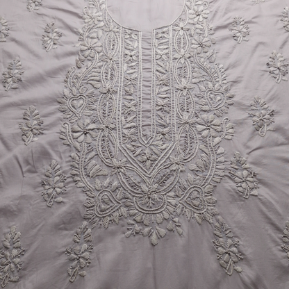 albaas | Lucknavi Chikankari on Soft Lawn Shirt's Front and Sleeves with Dupatta Sprayed with Motifs - Unstitched 2PC Suit   | ALLCSD-36701-BONE