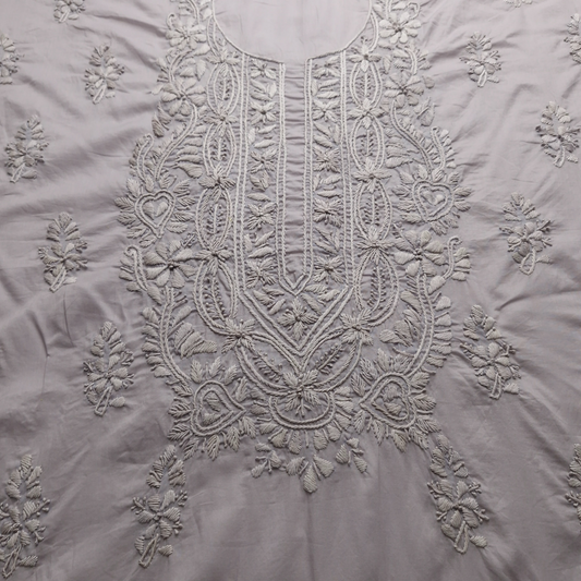 albaas | Lucknavi Chikankari on Soft Lawn Shirt's Front and Sleeves with Dupatta Sprayed with Motifs - Unstitched 2PC Suit   | ALLCSD-36701-BONE