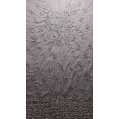 albaas | Lucknavi Chikankari on Soft Lawn Shirt's Front and Sleeves with Dupatta Sprayed with Motifs - Unstitched 2PC Suit   | ALLCSD-36701-BONE