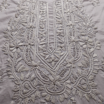 albaas | Lucknavi Chikankari on Soft Lawn Shirt's Front and Sleeves with Dupatta Sprayed with Motifs - Unstitched 2PC Suit   | ALLCSD-36701-BONE