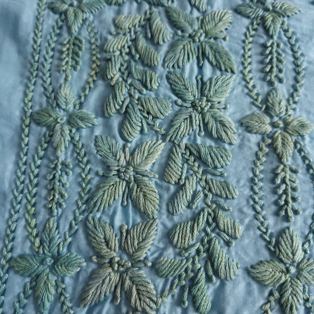 albaas | Lucknavi Chikankari on Soft Lawn Shirt's Front and Sleeves with Dupatta Sprayed with Motifs - Unstitched 2PC Suit   | ALLCSD-36701-ELECTRIC BLUE